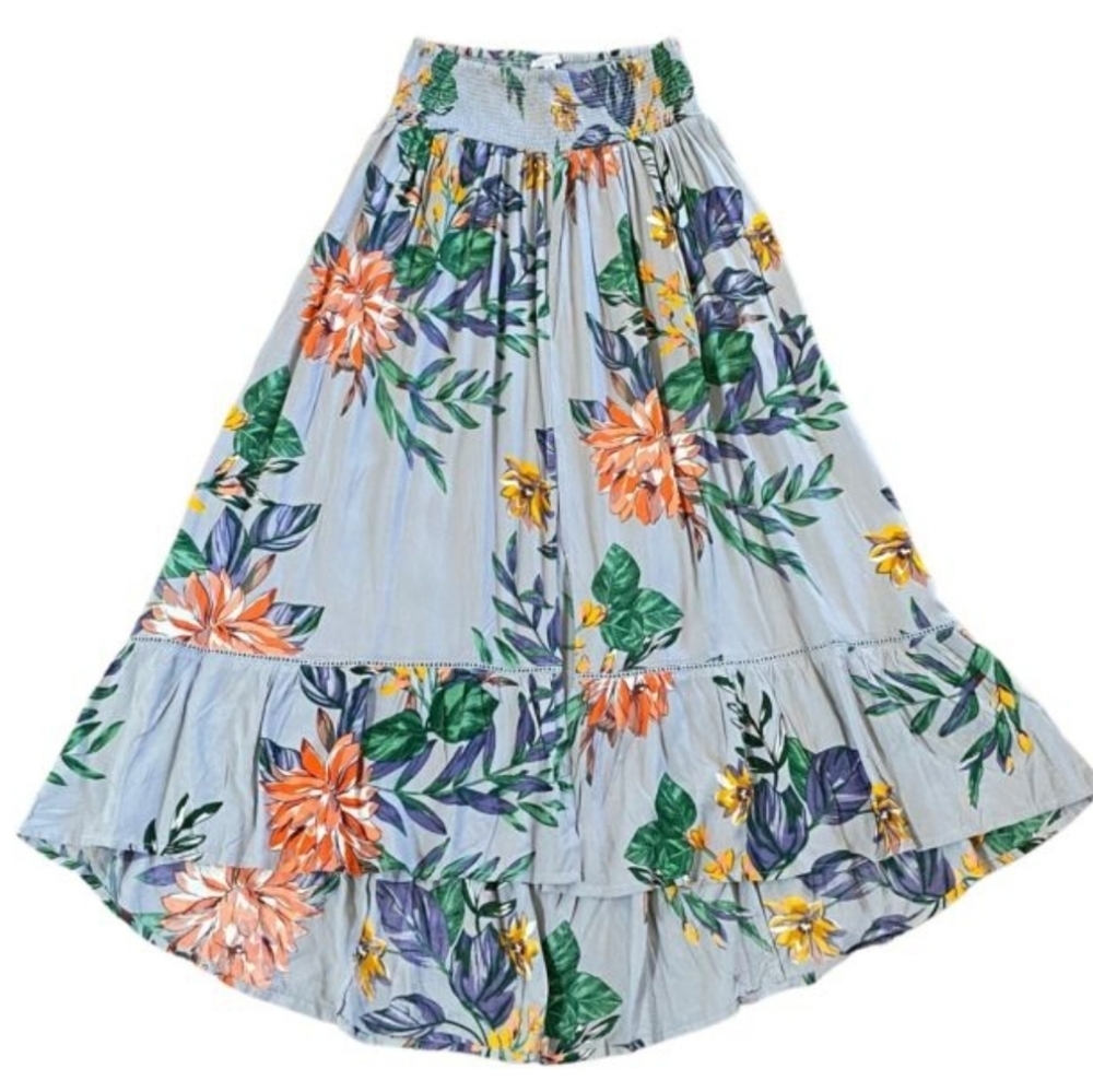 🔥 (5for$35) PATRONS OF PEICE FLORAL MAXI SKIRT Smocked Waist